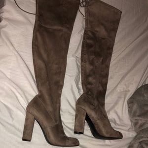 Taupe thigh high boots